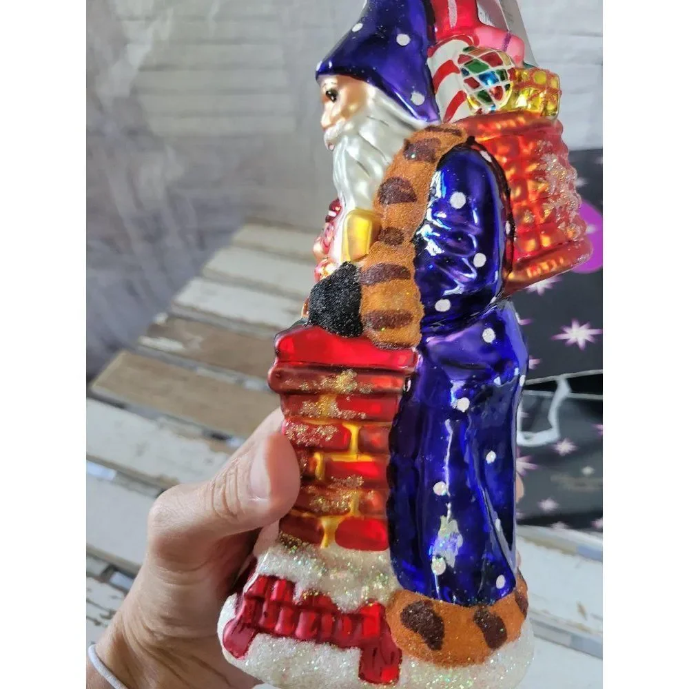 Radko chimney‎ sweets blue wizard Santa ornament Xm